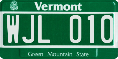 VT license plate WJL010