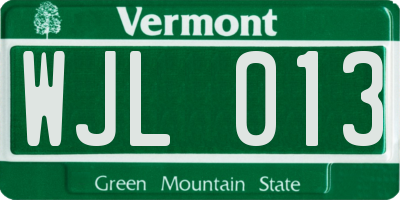 VT license plate WJL013