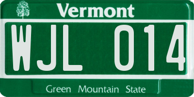 VT license plate WJL014