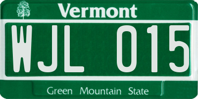 VT license plate WJL015