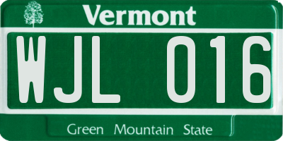 VT license plate WJL016