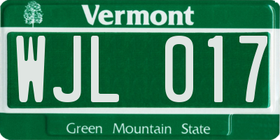 VT license plate WJL017