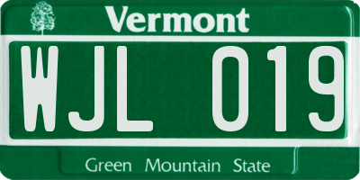 VT license plate WJL019