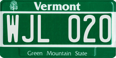 VT license plate WJL020