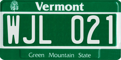 VT license plate WJL021