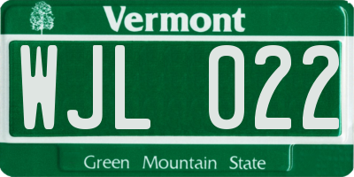 VT license plate WJL022