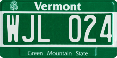 VT license plate WJL024