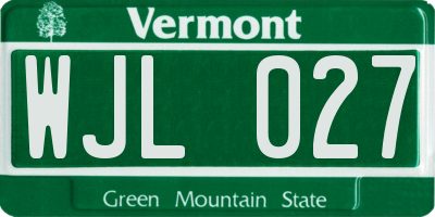 VT license plate WJL027