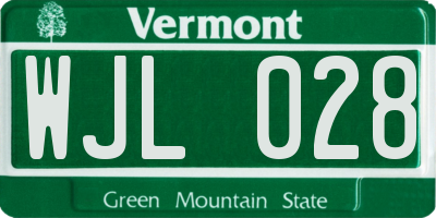 VT license plate WJL028