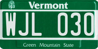 VT license plate WJL030