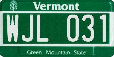 VT license plate WJL031