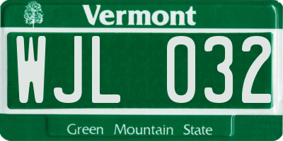 VT license plate WJL032