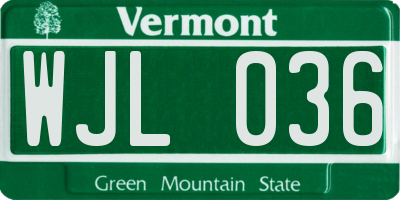 VT license plate WJL036