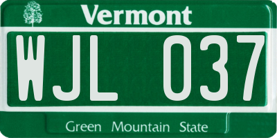 VT license plate WJL037
