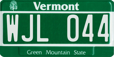 VT license plate WJL044