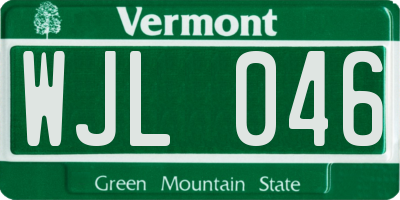 VT license plate WJL046