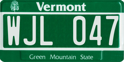 VT license plate WJL047