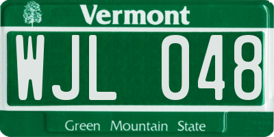 VT license plate WJL048