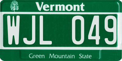 VT license plate WJL049