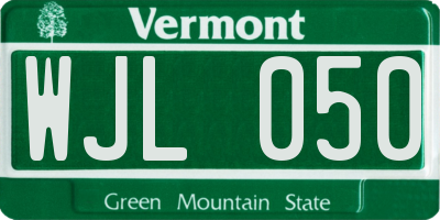 VT license plate WJL050