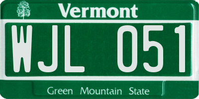 VT license plate WJL051