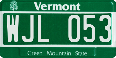 VT license plate WJL053