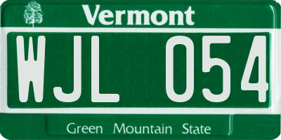 VT license plate WJL054