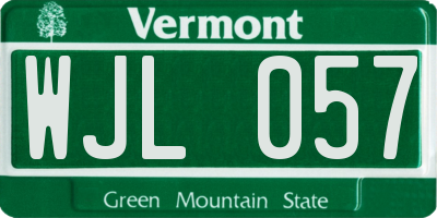 VT license plate WJL057