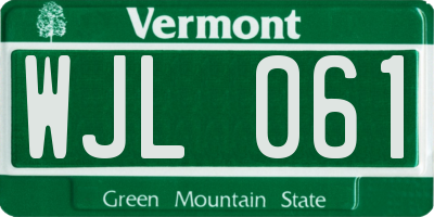 VT license plate WJL061