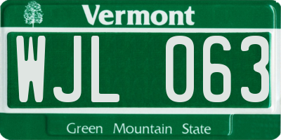 VT license plate WJL063