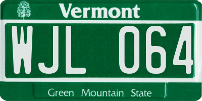 VT license plate WJL064