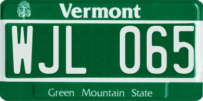 VT license plate WJL065