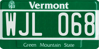 VT license plate WJL068