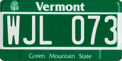 VT license plate WJL073