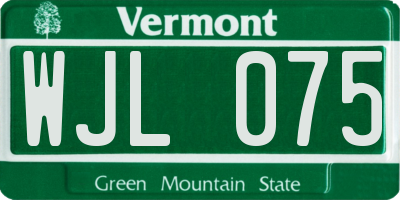 VT license plate WJL075
