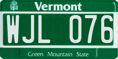VT license plate WJL076