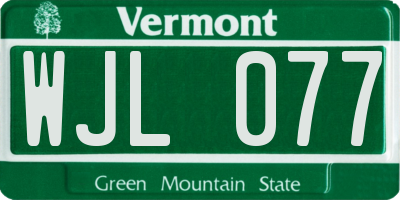 VT license plate WJL077
