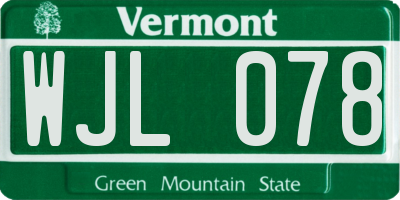 VT license plate WJL078