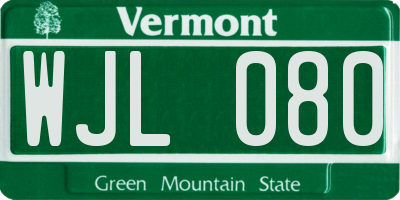 VT license plate WJL080
