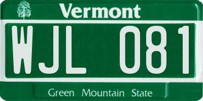VT license plate WJL081
