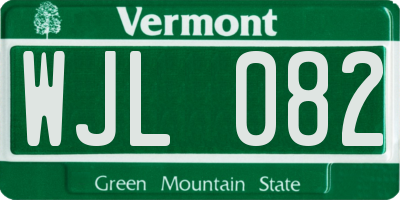 VT license plate WJL082
