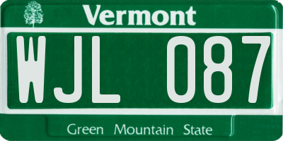 VT license plate WJL087