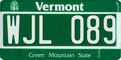 VT license plate WJL089