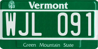 VT license plate WJL091