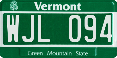 VT license plate WJL094