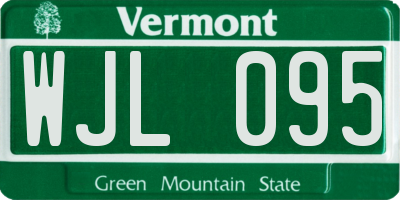 VT license plate WJL095