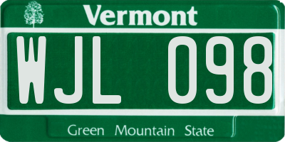 VT license plate WJL098