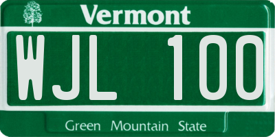 VT license plate WJL100