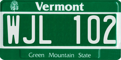 VT license plate WJL102