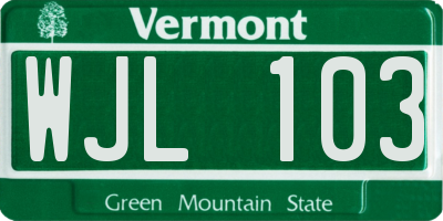 VT license plate WJL103